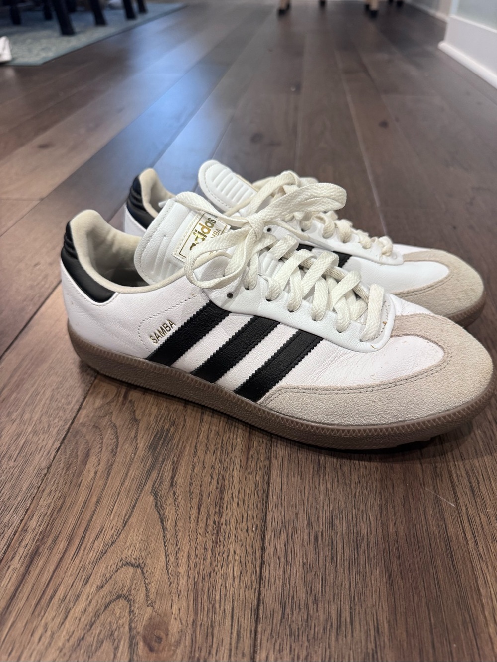 adidas Samba Golf Shoes White Black with Gum Sole Athletic Sneakers
